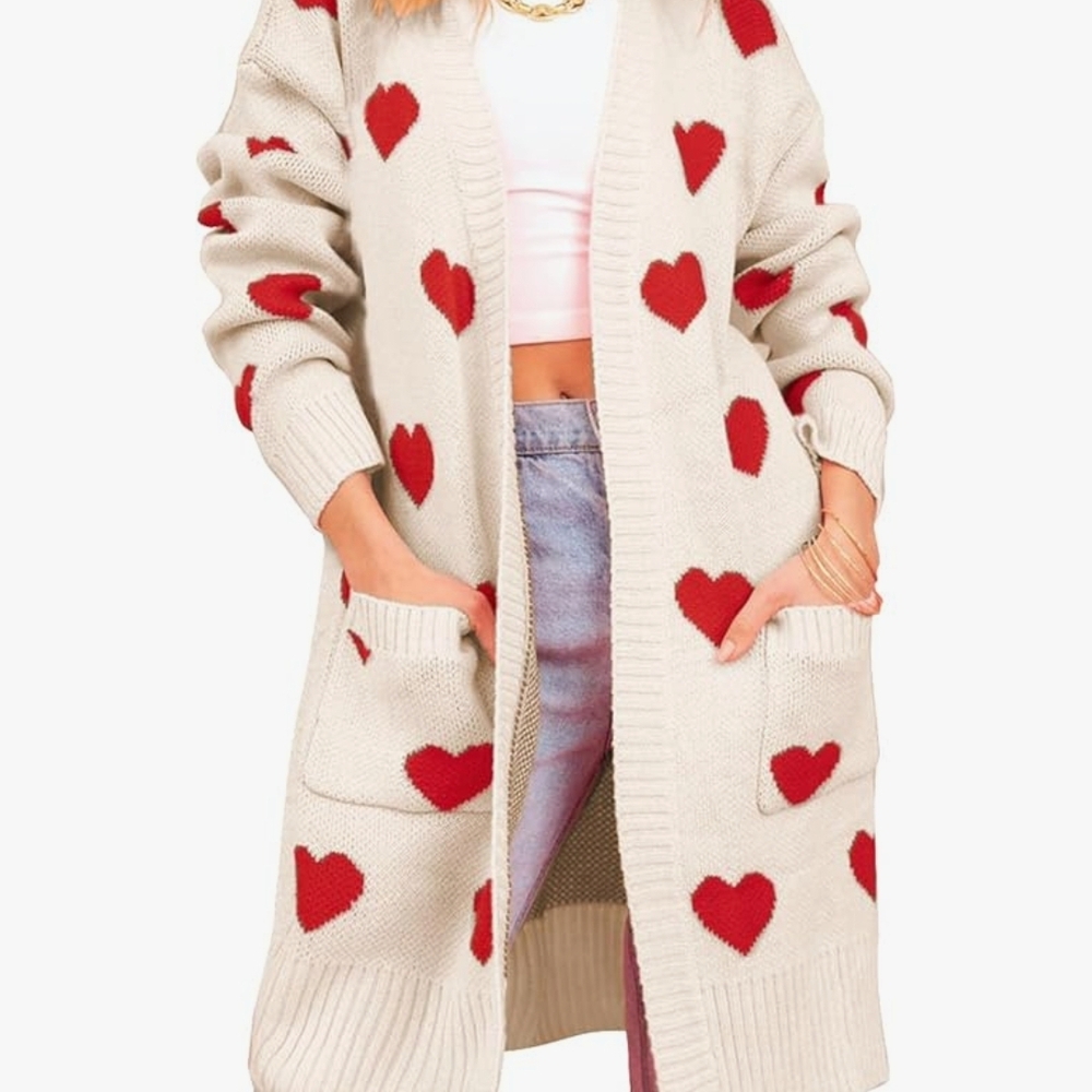 Heart Patterned Cream Cardigan - Picture 2 of 4